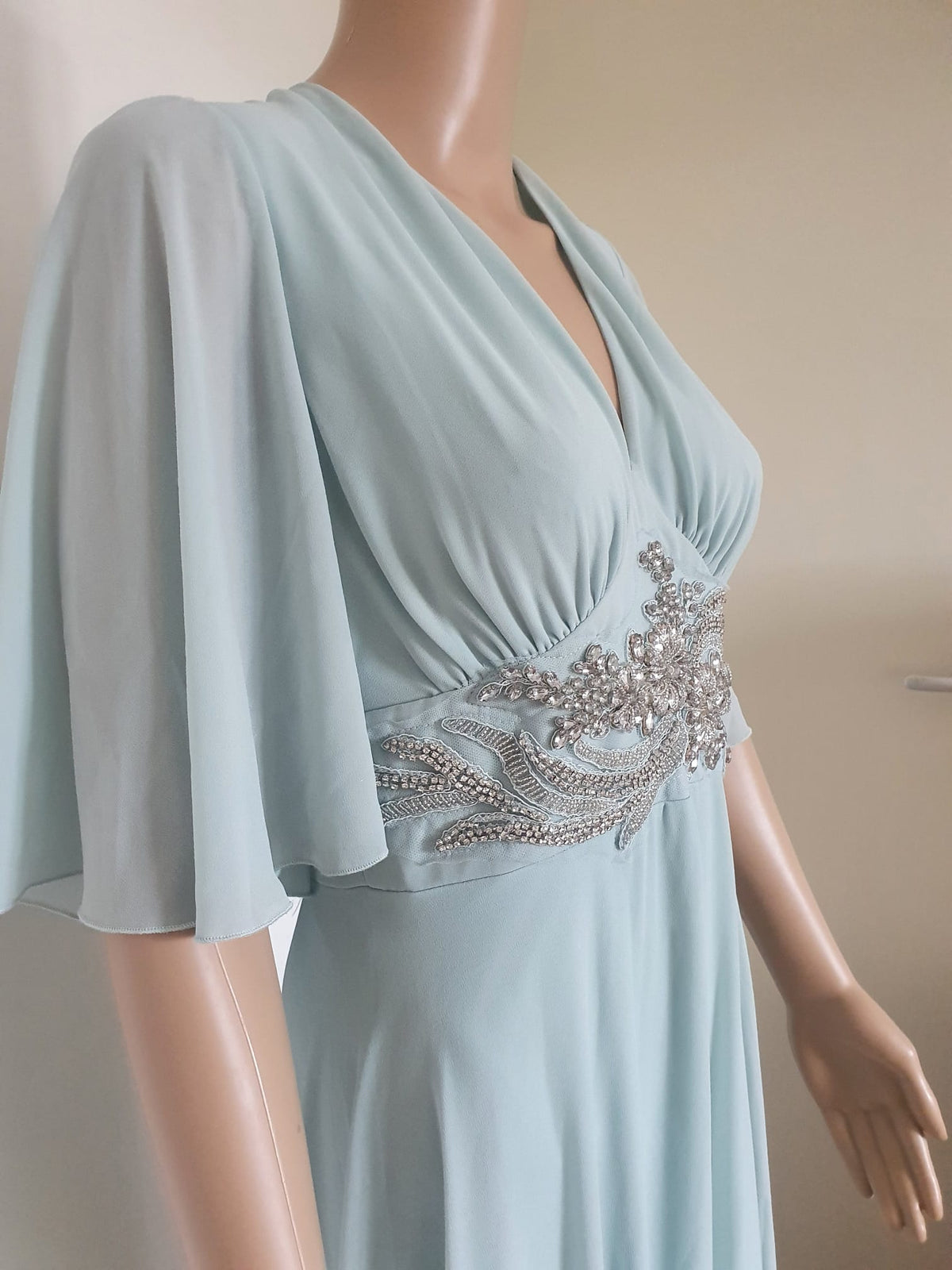 Robe Longue de Cérémonie Vert Sauge à Strass – Rinascimento - Taille S