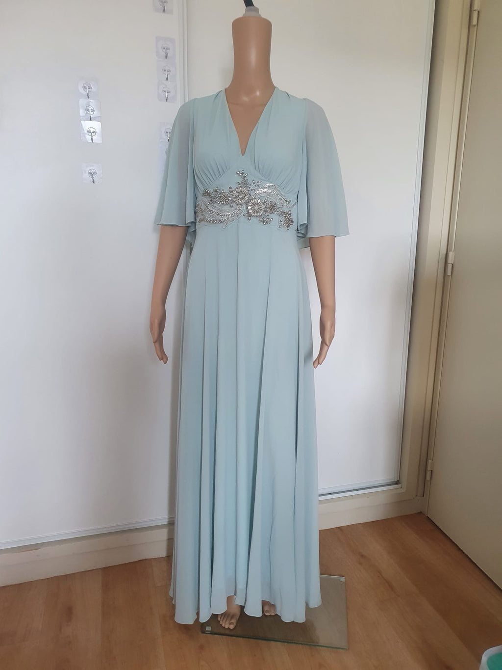 Robe Longue de Cérémonie Vert Sauge à Strass – Rinascimento - Taille S