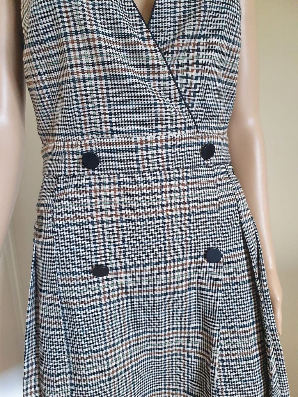 Robe Courte à Carreaux Cache Cache - Col V & Coupe Portefeuille - Neuve avec Étiquette (Taille 36)