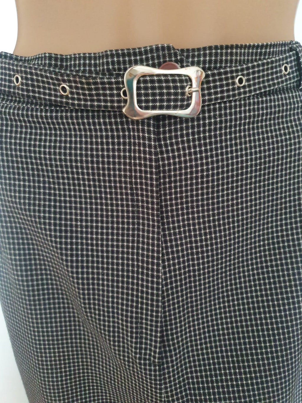 Pantalon Vintage à Carreaux Noir et Blanc – Chic Rétro - Taille 38 / 40
