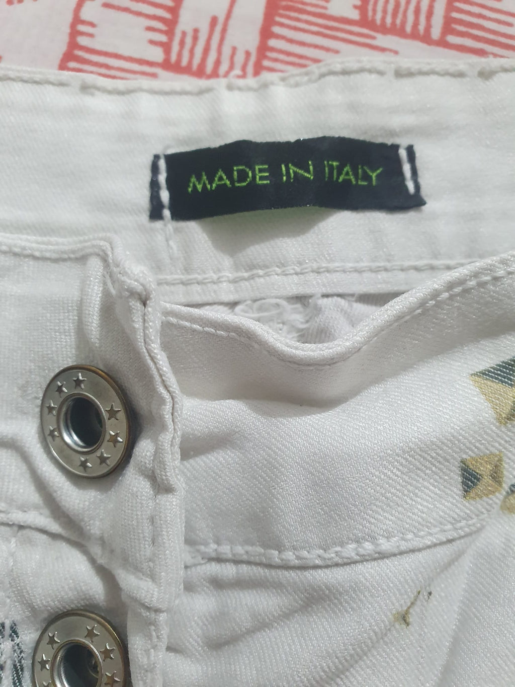 Pantalon Droit Blanc Imprimé Graffiti – Made in Italy - T40