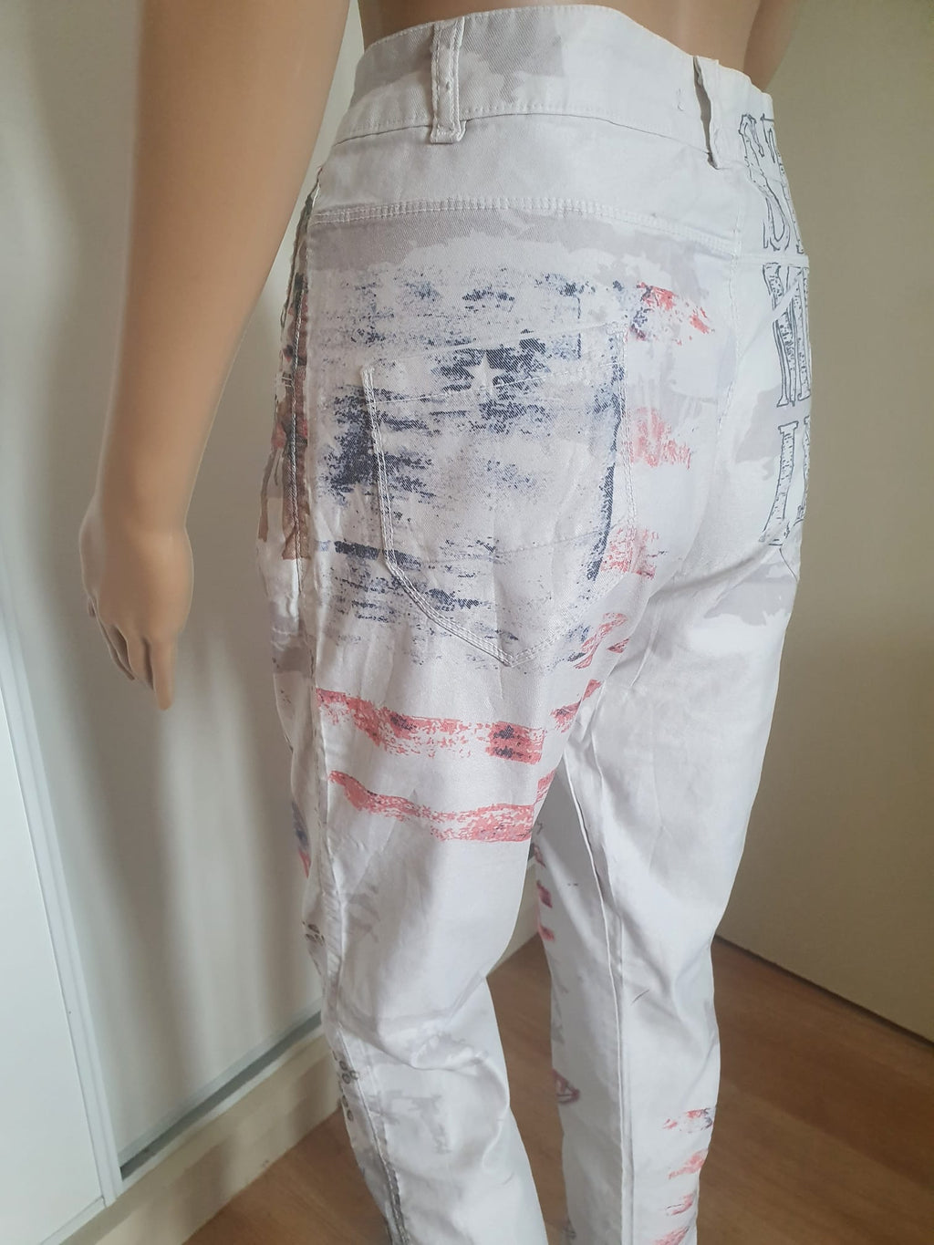 Pantalon Droit Blanc Imprimé Graffiti – Made in Italy - T40
