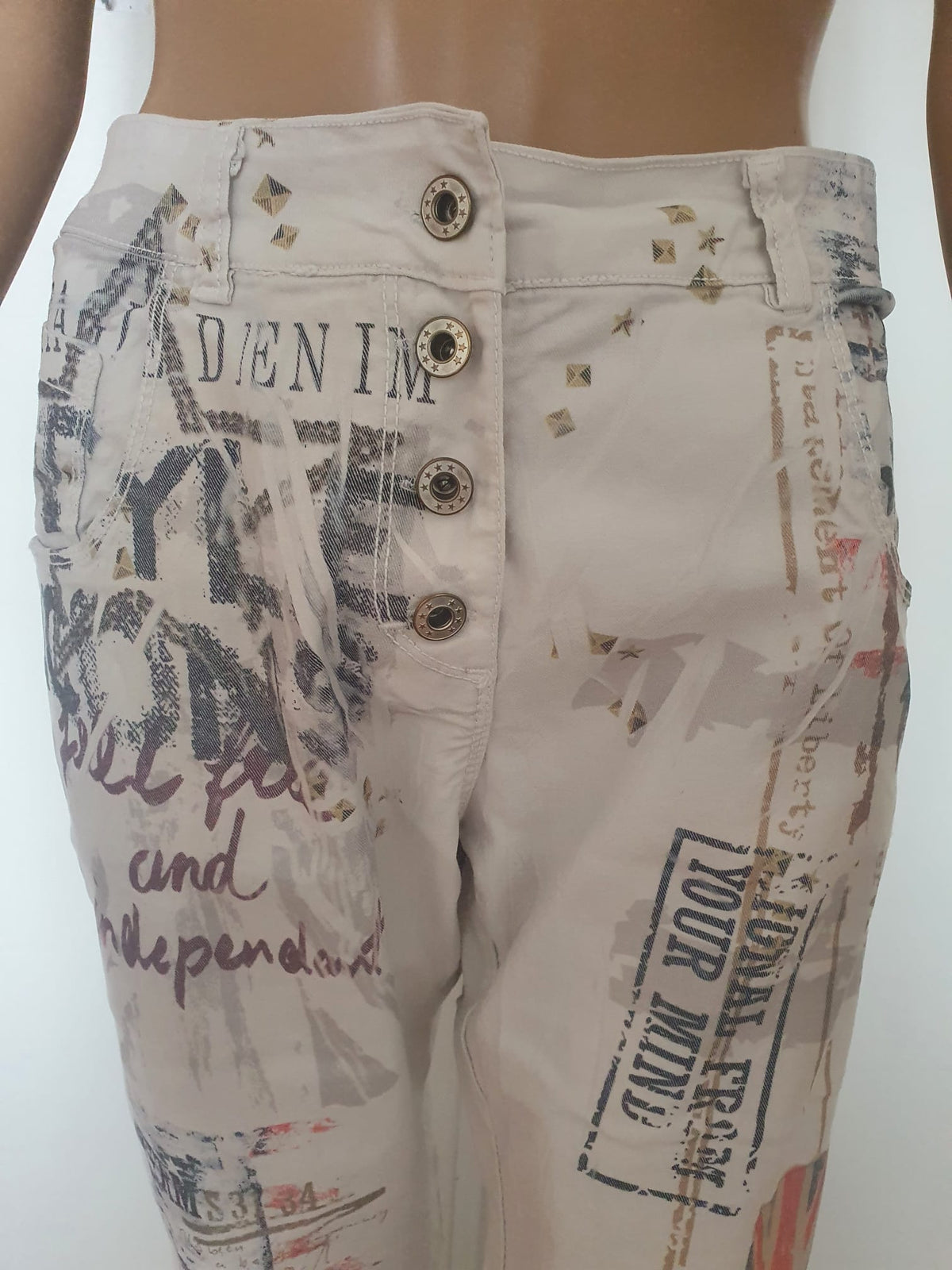 Pantalon Droit Blanc Imprimé Graffiti – Made in Italy - T40