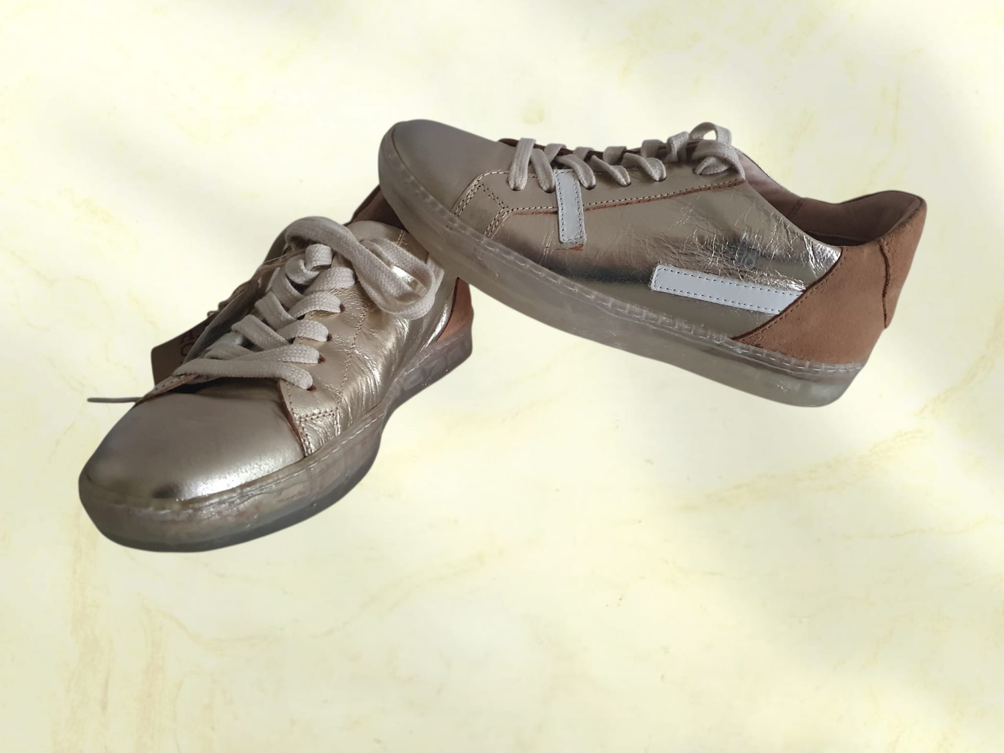Baskets Femme A.S. 98 Cuir Métallisé Or - Pointure 35 - Neuves