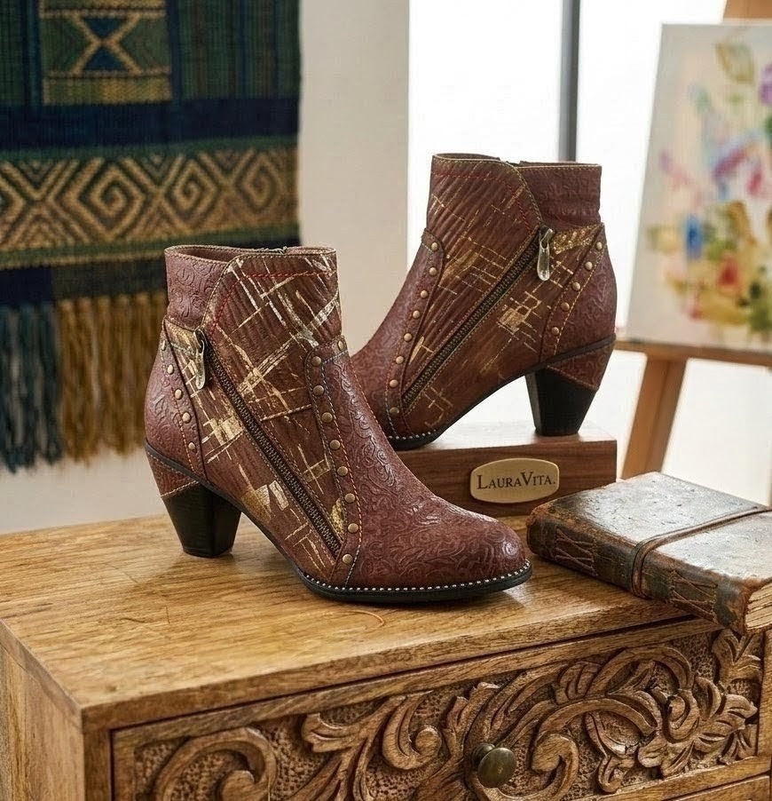 Bottines Laura Vita -Cuir Travaillé & Esprit Arty -Pointure 40. Odalocca 