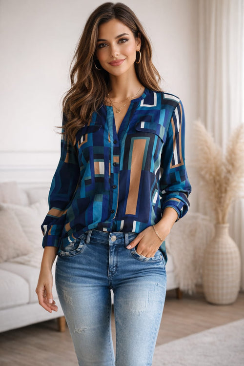 Chemise / Blouse Calvin Klein imprimé géographique, taille 38