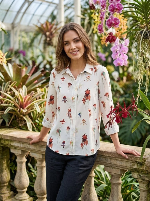Chemise Femme Fluide Imprimé Orchidées Sauvages - H&M - Taille 38.  Odalocca 