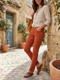 Jean Slim Femme IKKS Denim - Terracotta / Marron Rouille - Taille 36 (27 US).  Odalocca 
