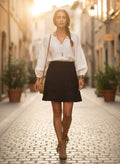 Jupe Courte Noire "Boho-Chic'- Marque Coline- Taille 34