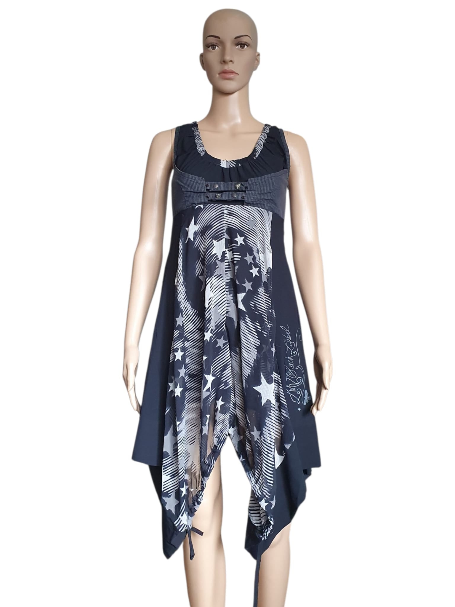La Mode est à Vous French designer asymmetric stars dress size S