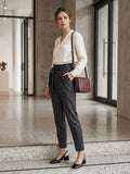 Pantalon Carotte Gris Anthracite Moucheté Taille Haute - Taille 36.  Odalocca