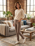 Pantalon Droit Christine Laure Taupe - Taille 42 - Coton Stretch