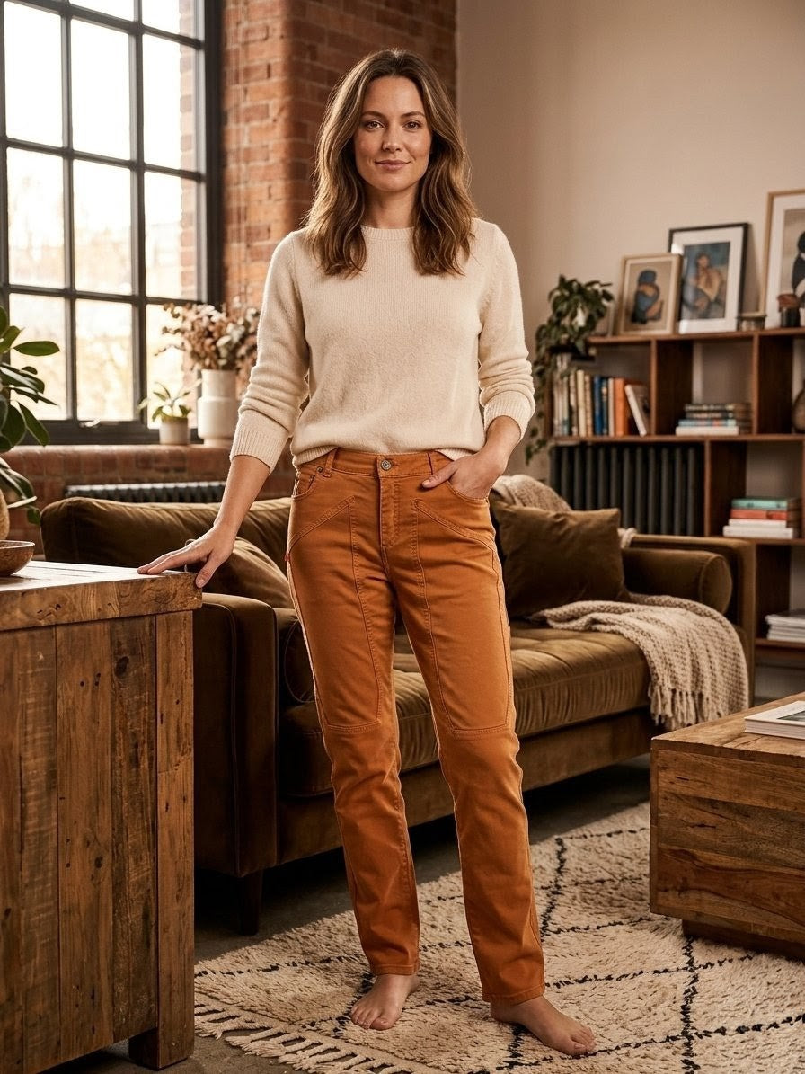 Pantalon Jeckerson femme Slim Ocre - Made in Italy - Taille 40