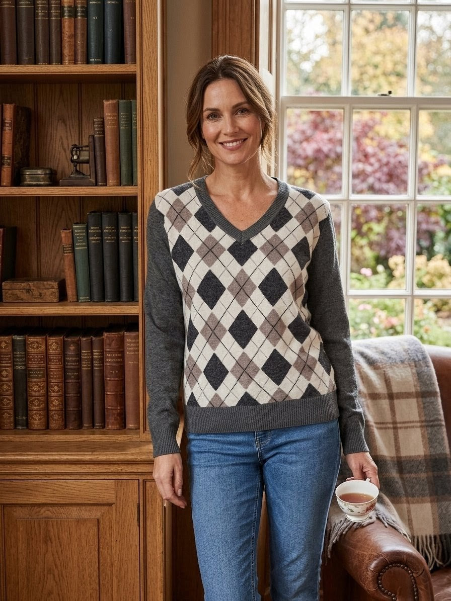 Pull Argyle "Quiet Luxury"- L'élégance British T36