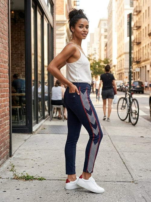 Rag & Bone Raja Midnight | Jean Luxe Brodé Bleu Marine - T38/40