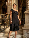 Robe Noire  à Volants et Sequins - Blanche Porte- T36.  Odalocca 