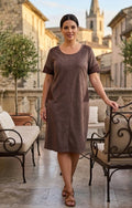 Robe d'Hiver Suédine et Dentelle Marron - Diane Laury- Odalocca