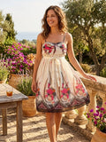 Robe d'Été Bohème en Soie Véritable – Imprimé Floral Rose & Crème Taille M. Odalocca 