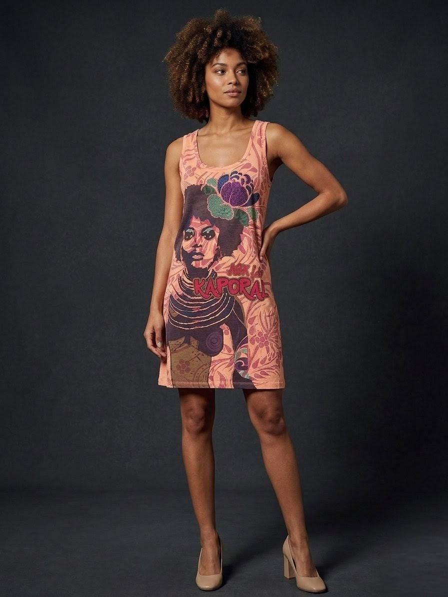 Robe d'Été Kaporal – Graphisme Artistique & Détails Strass T40 - Odalocca 