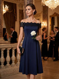 Robe de soirée Bleu Marine Dorothy Perkins – Encolure Bardot & Dentelle Guipure T38