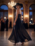 Robe de soirée  Noire à strass- Éclat & Transparence T36 Odalocca 