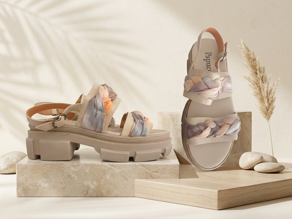 ​Sandales Plateformes Papucei en Cuir Tressé – Effet Tie-Dye 