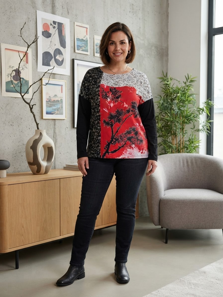 Tee-shirt  manches Longues Imprimé Graphique – Miss Captain T44. Odalocca 