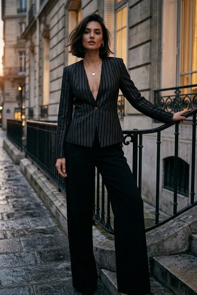 Veste Blazer Noir et Argenté "Fi'More" – T36. Odalocca 
