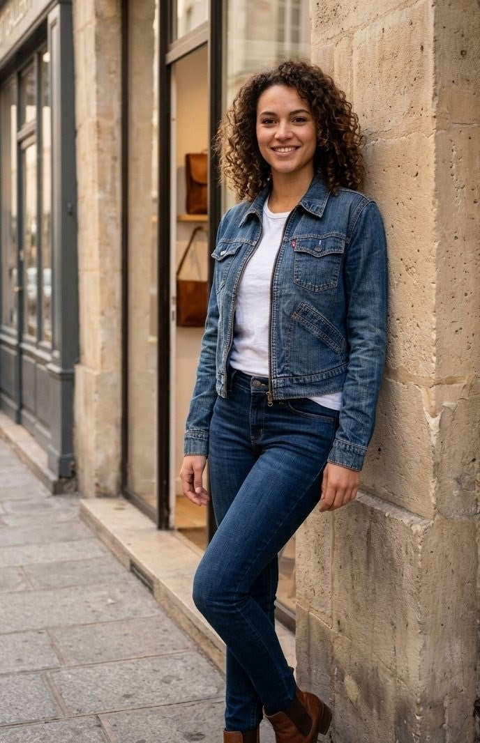 Veste Levi’s Vintage 73590 "For Girls" – Édition 2002 – Trucker Jacket Patinée- T38.  Odalocca 