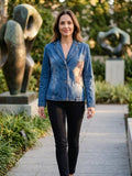 Veste en Jean Ajustée "On Parle de Vous" – Détails Patchwork & Bohème Chic T36. Odalocca 