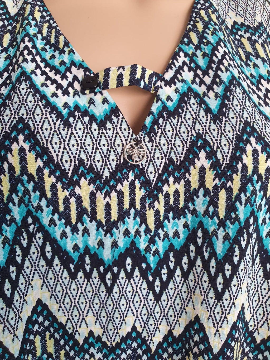 Robe d'été Graphique - La Mode est à Vous - Taille 40 - Imprimé Ethnique Turquoise