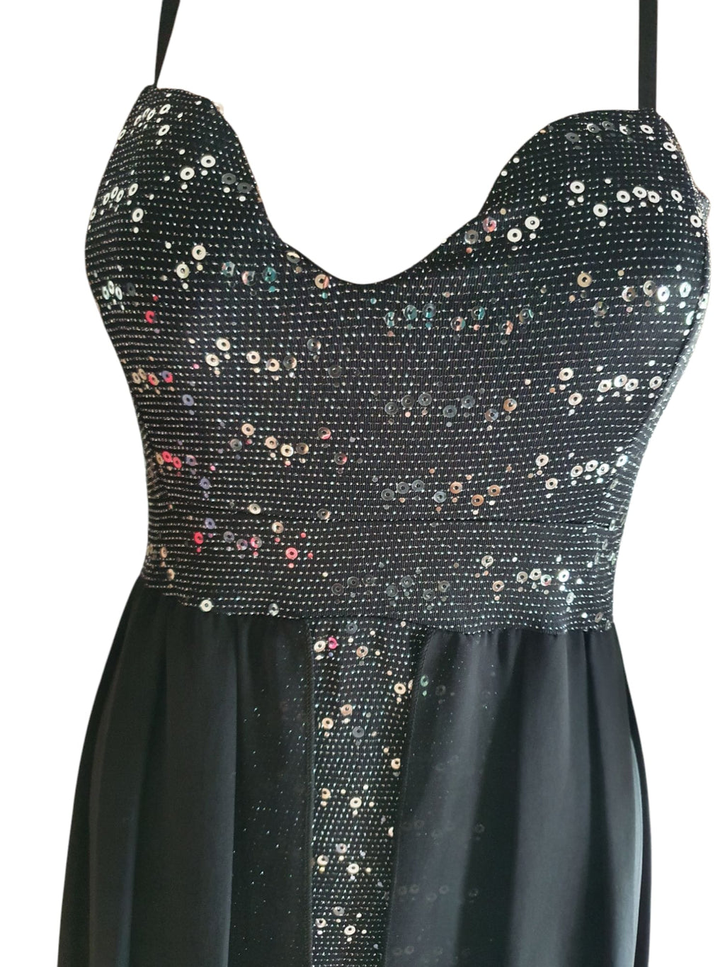 Robe de soirée de luxe Noire à strass- Éclat & Transparence T36