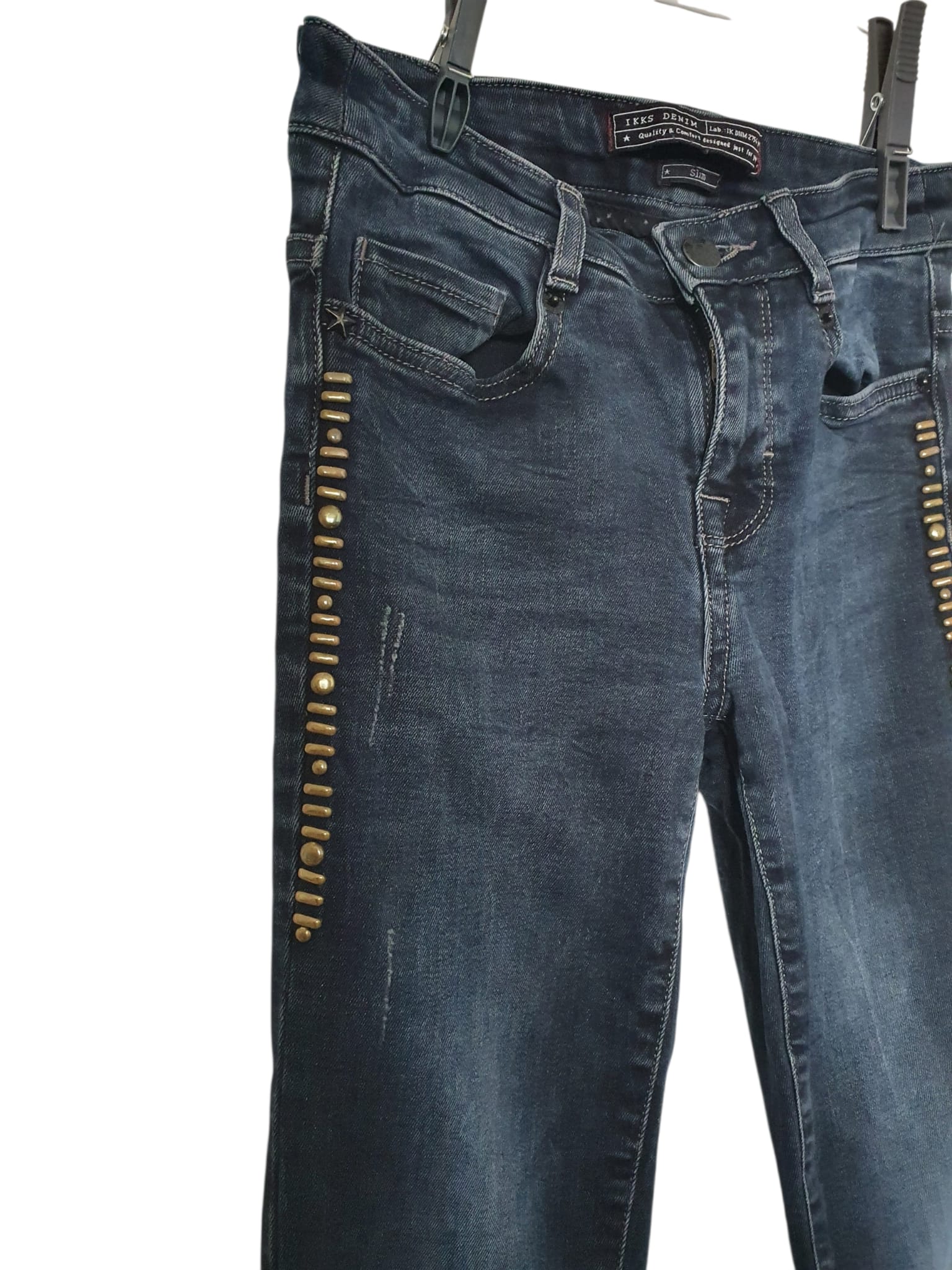 Jean Slim IKKS Bleu Foncé – Détails Biker & Coupe Sculptante
