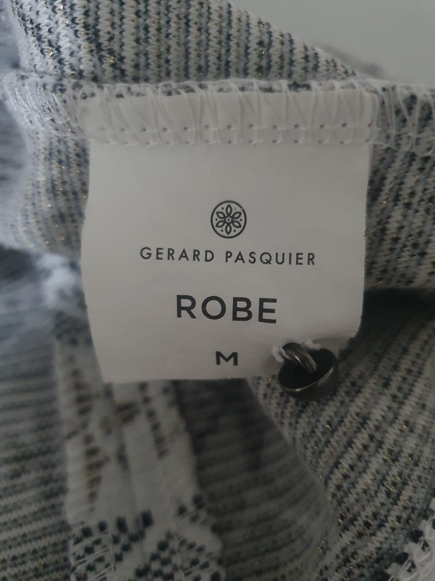 Robe Courte Imprimée Gerard Pasquier – Chic, Géométrique & Fils Métallisés T38