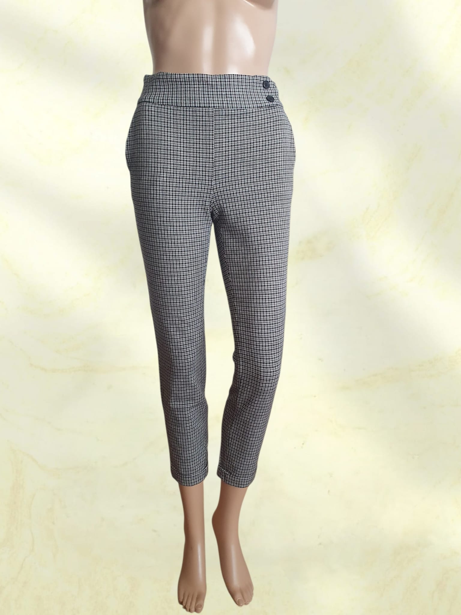 Pantalon Caroll 7/8ème à Motif Pied-de-Poule – Taille 36