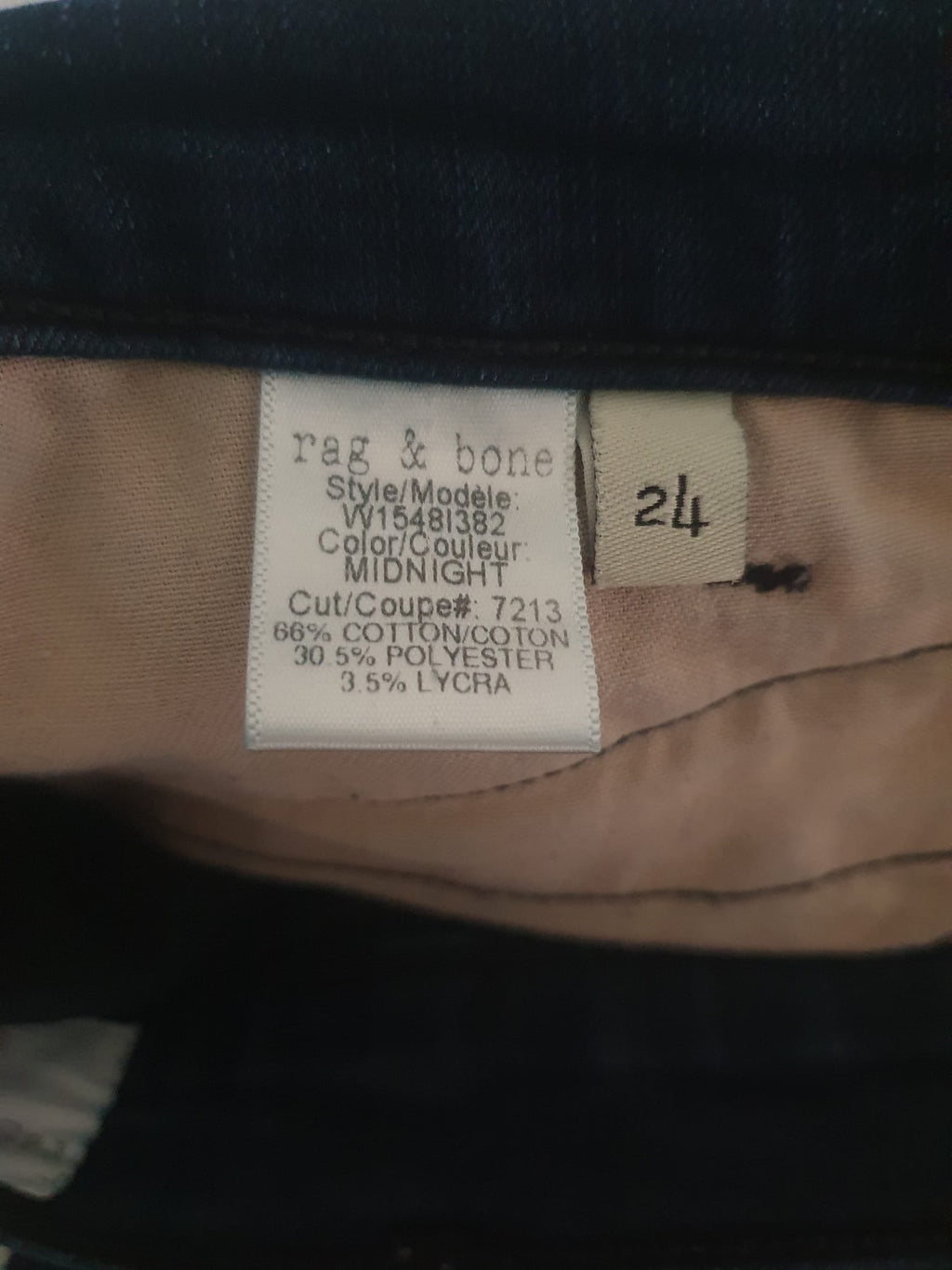 Jean Skinny Biker Rag & Bone - Modèle "Midnight" à Zips Métalliques  T34