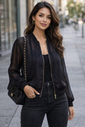 Veste bomber noire transparente chic et sexy 