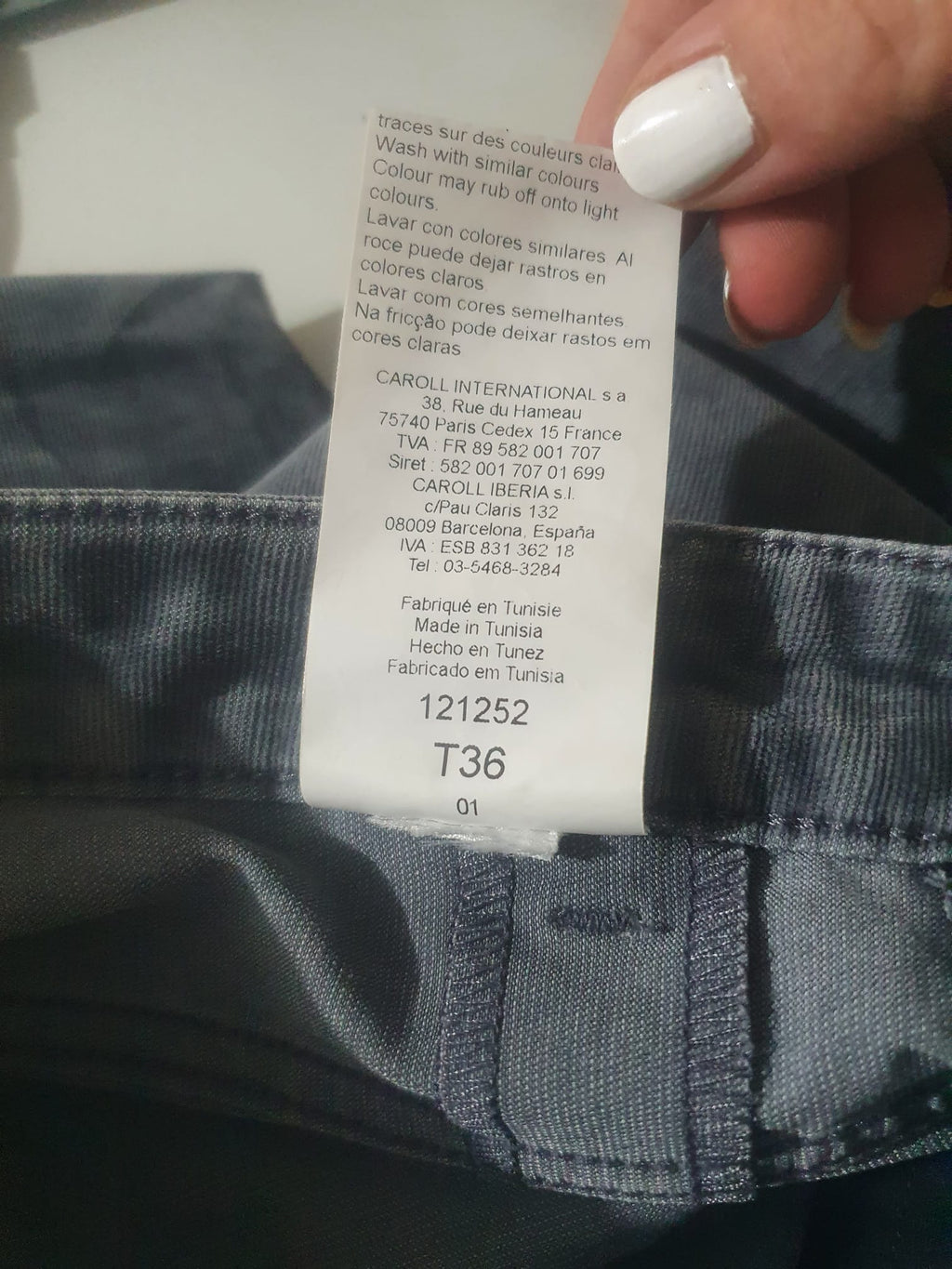 Pantalon en Velours Côtelé Gris Caroll Paris – Coupe Droit / Slim – Taille 36 (S)