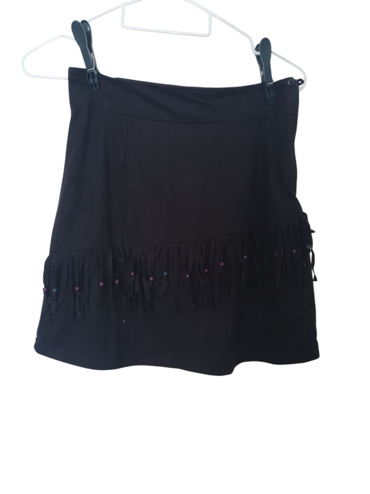 Jupe Courte Noire "Boho-Chic'- Marque Coline- Taille 34