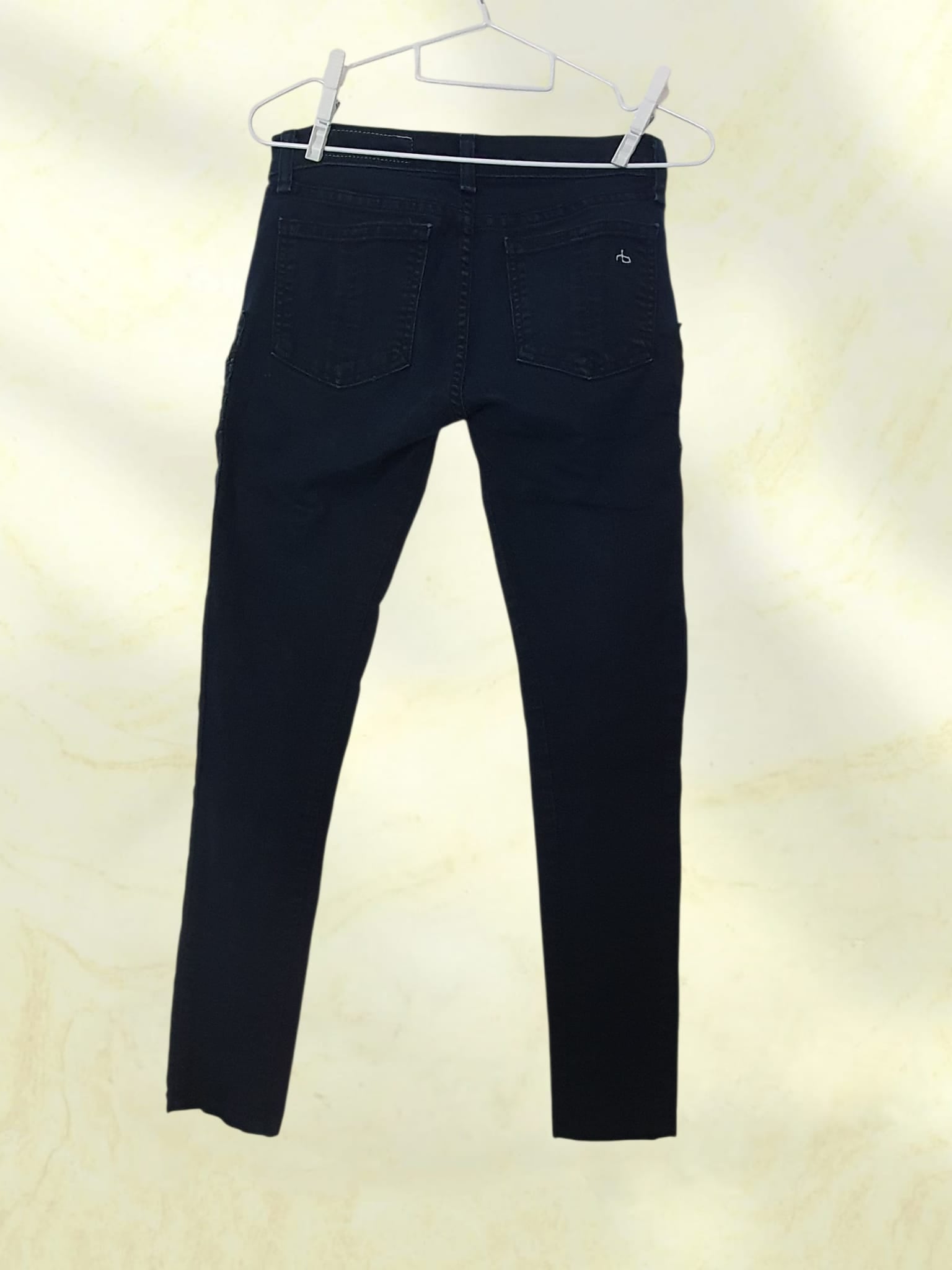 Jean Skinny Biker Rag & Bone - Modèle "Midnight" à Zips Métalliques  T34