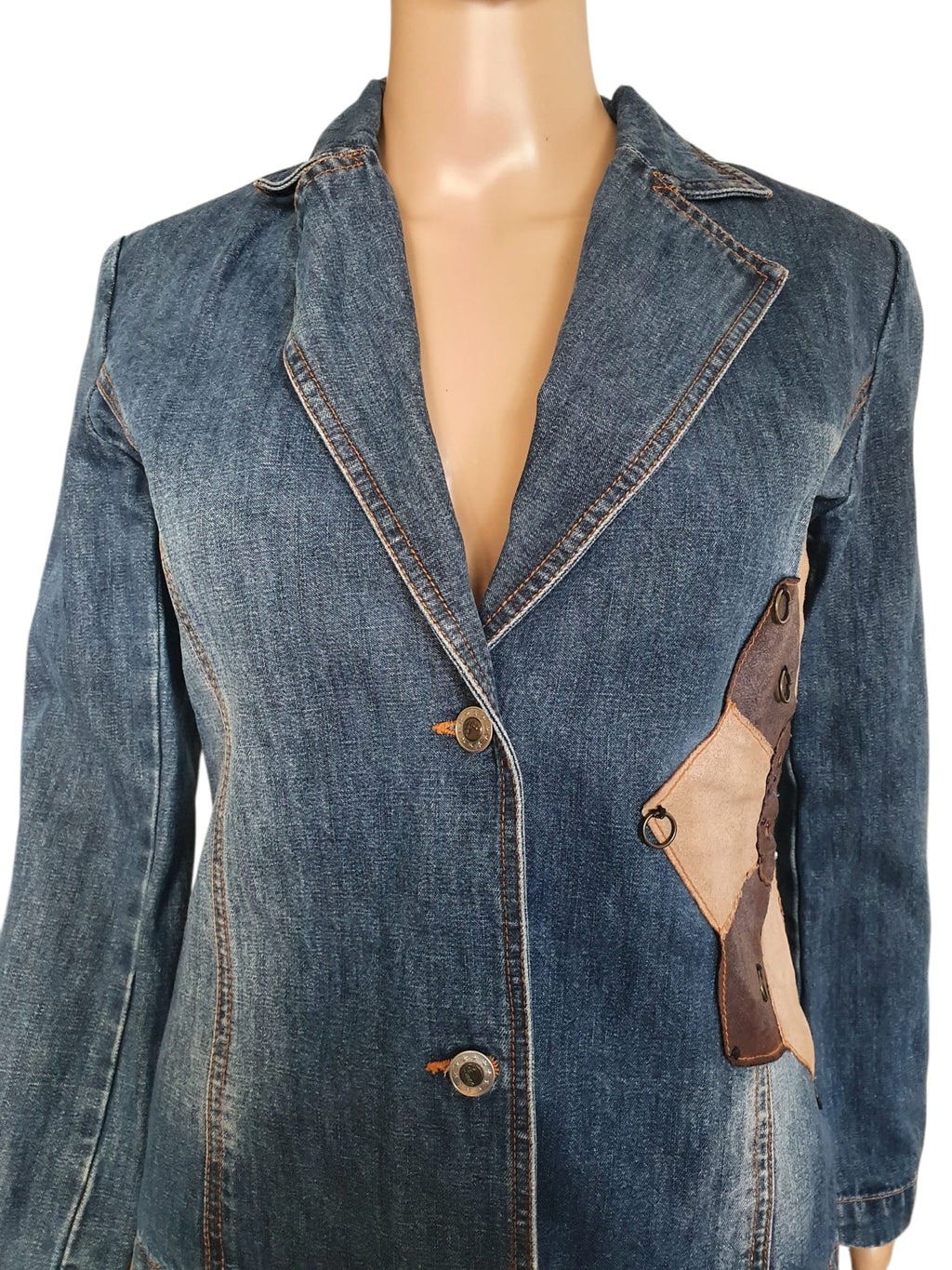 Veste en Jean Ajustée "On Parle de Vous" – Détails Patchwork & Bohème Chic T36