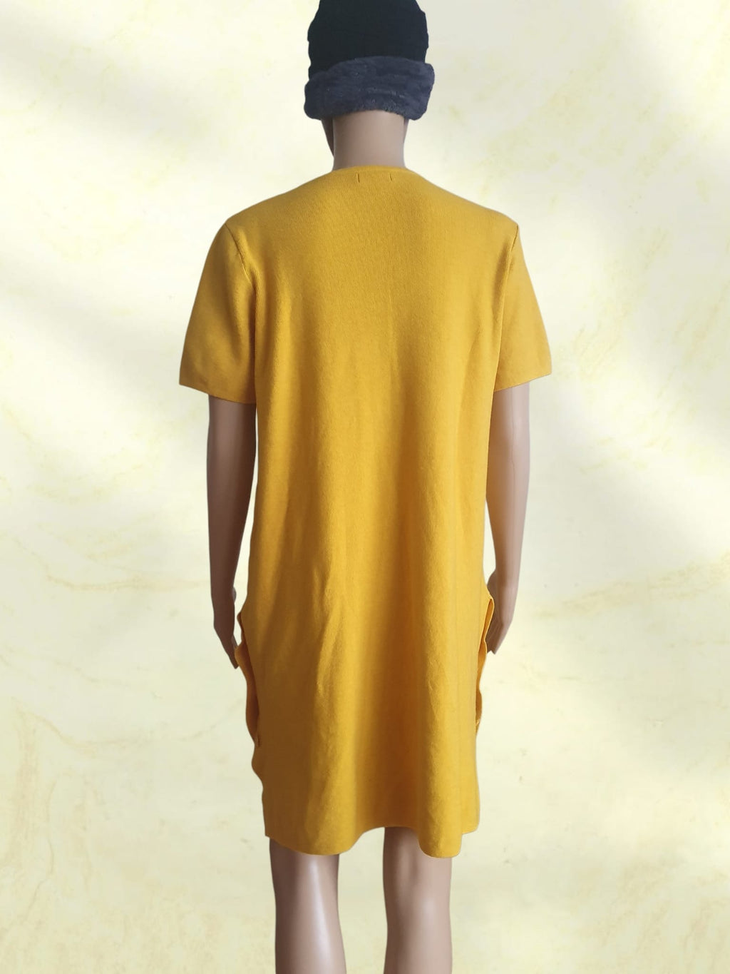 Robe Pull Jaune Moutarde à Manches Courtes - Julia Paris T38