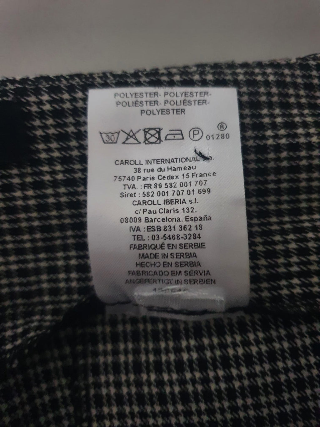 Pantalon Caroll 7/8ème à Motif Pied-de-Poule – Taille 36