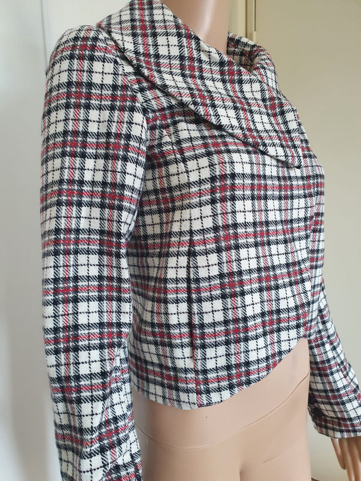 Blazer Y2K Années 2000 / 2010 Tartan Laine & Lurex Doré - Sinéquanone T36