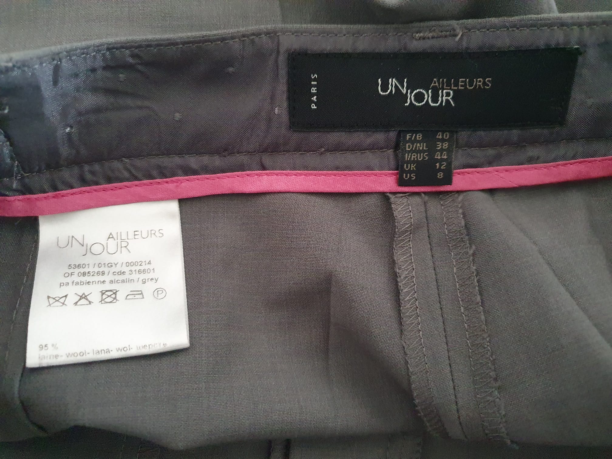 Pantalon Droit Un Jour Ailleurs - Modèle "Fabienne" - Laine Froide & Élasthanne - Gris T40