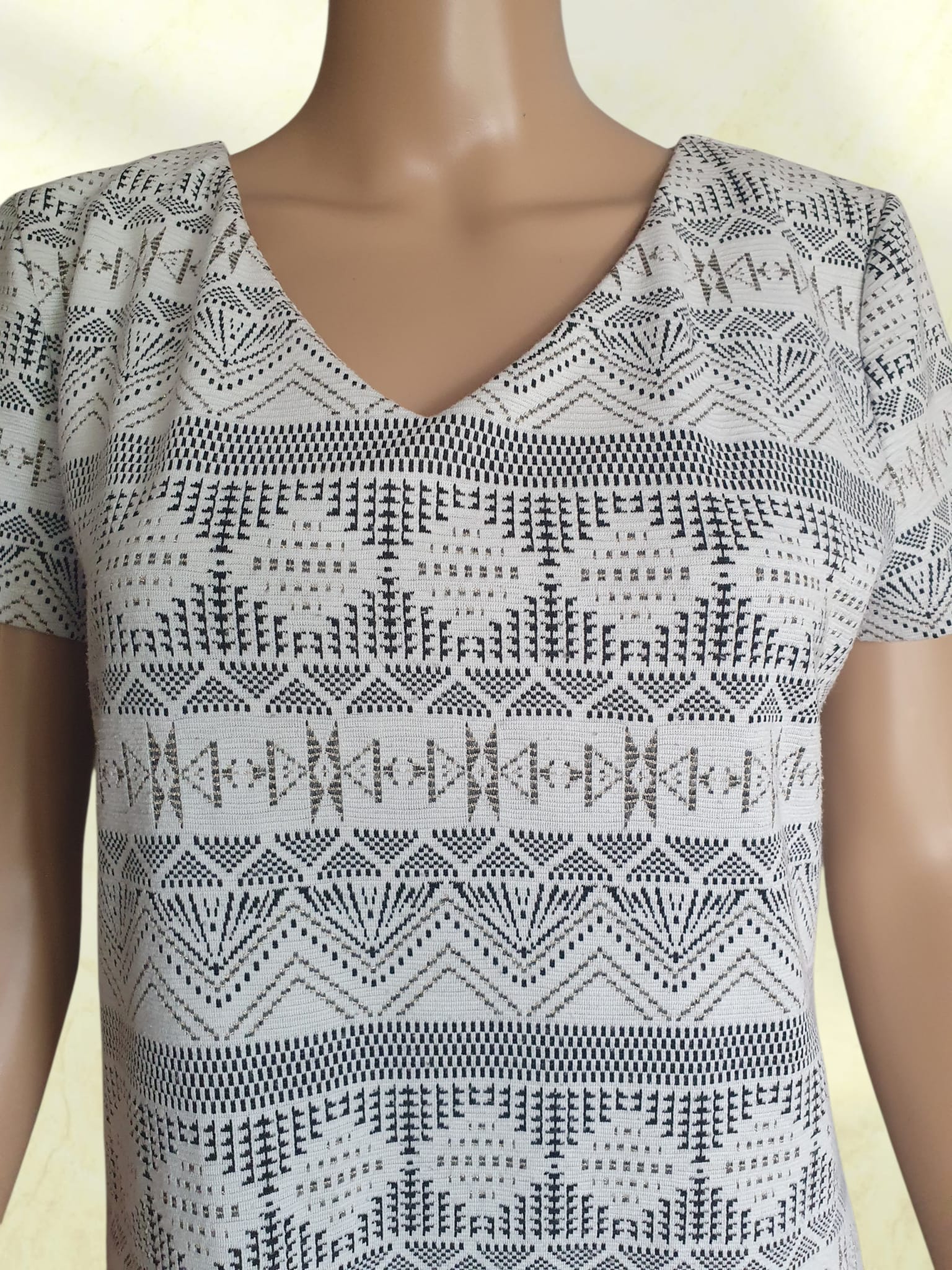 Robe Courte Imprimée Gerard Pasquier – Chic, Géométrique & Fils Métallisés T38