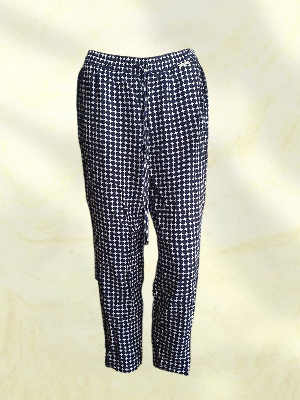 Pantalon d'été Fluide Liu Jo Jeans - Imprimé Géométrique Bleu & Blanc T40