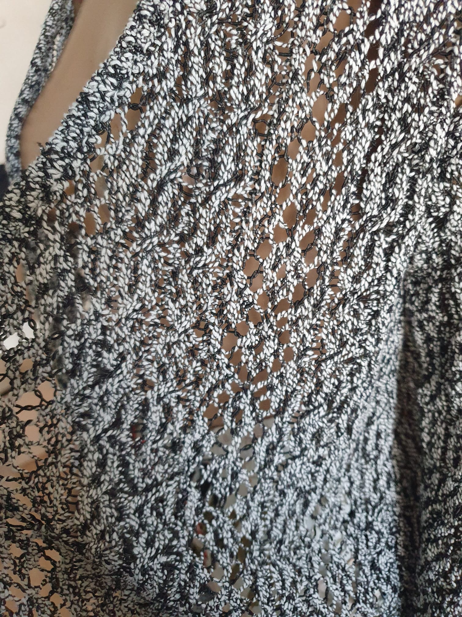 Gilet Long Maille Ajourée- Style Bohème-chic- Neuf T34