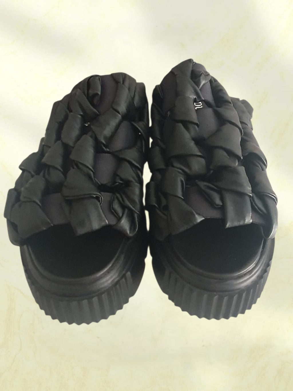 Sandales Plateformes Papucei en Cuir Tressé Noir – Neuves p40 / 41