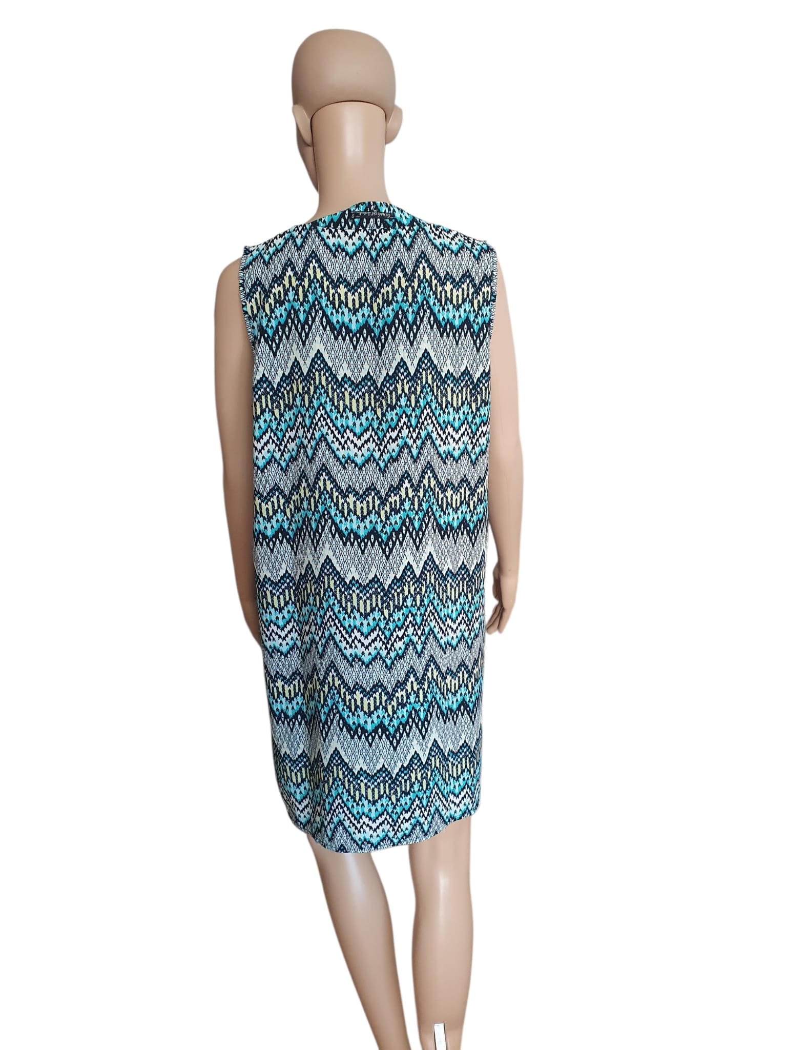 Robe d'été Graphique - La Mode est à Vous - Taille 40 - Imprimé Ethnique Turquoise